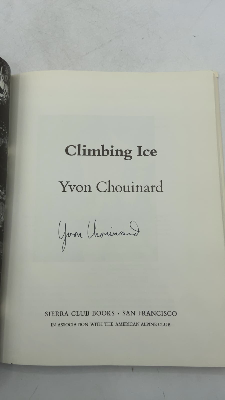 Climbing Ice by Yvon Chouinard - title page
