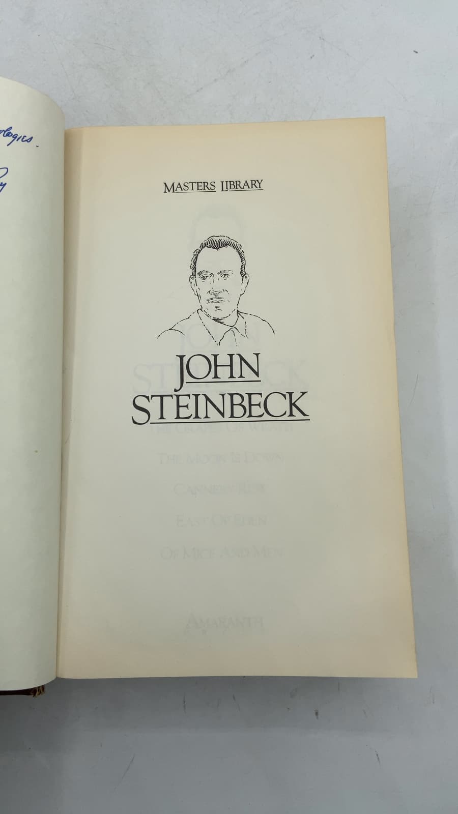 John Steinbeck (The Grapes of Wrath, The Moon Is Down, Cannery Row, East of Eden, Of Mice and Men) by John Steinbeck - title page