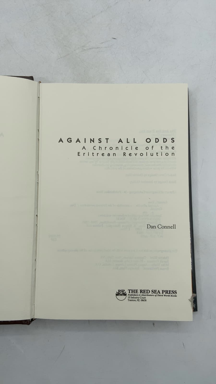 Against All Odds: A Chronicle of the Eritrean Revolution by Dan Connell - title page