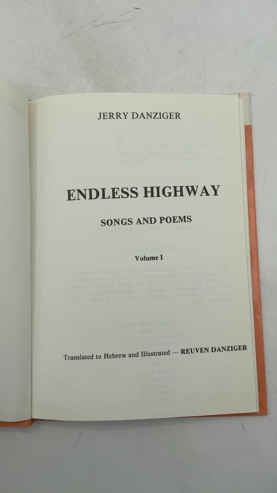 Endless Highway Songs AND Poems Volume I by Jerry Danziger - title page