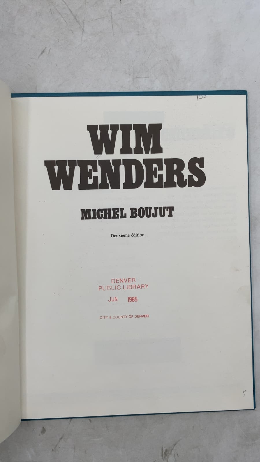 Wim Wenders by Michel Boujut - title page