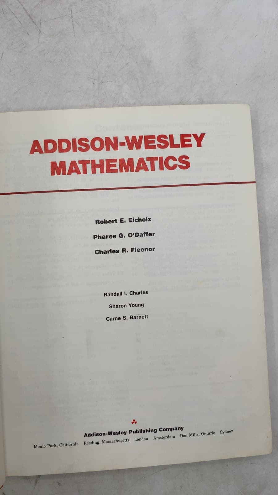 Addison-Wesley Mathematics by Robert E. Eicholz, Phares G. O'Daffer, Charles R. Fleenor, Randall I. Charles, Sharon Young, Carne S. Barnett - title page