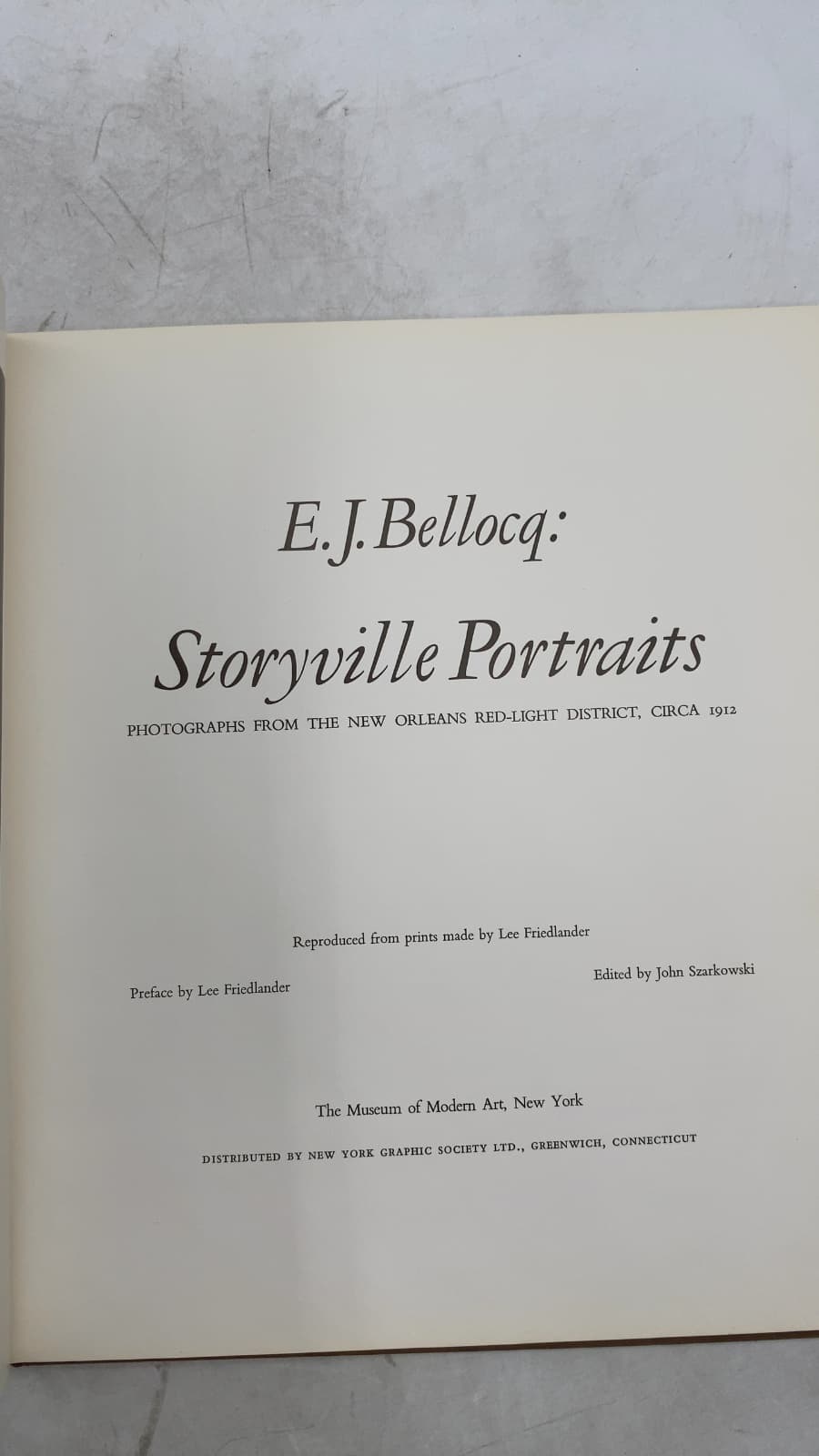 Storyville Portraits by E.J. Bellocq - title page