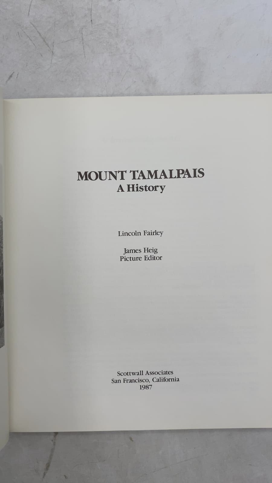 Mount Tamalpais: A History by Lincoln Fairley - title page