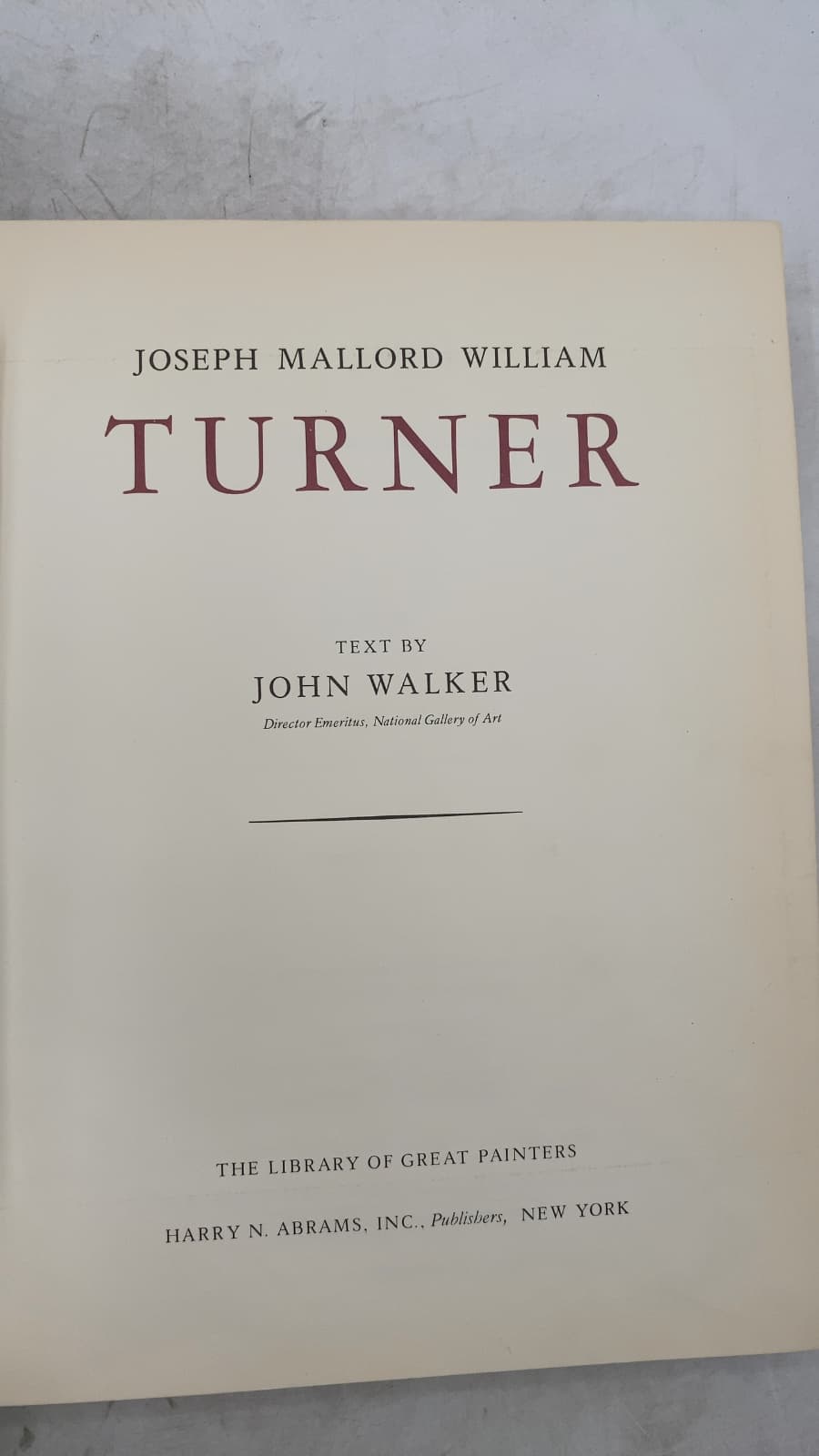 Joseph Mallord William Turner by John Walker - title page