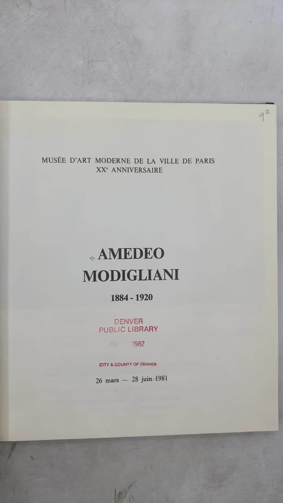 Amedeo Modigliani 1884-1920 by Daniel Marchesseau - title page