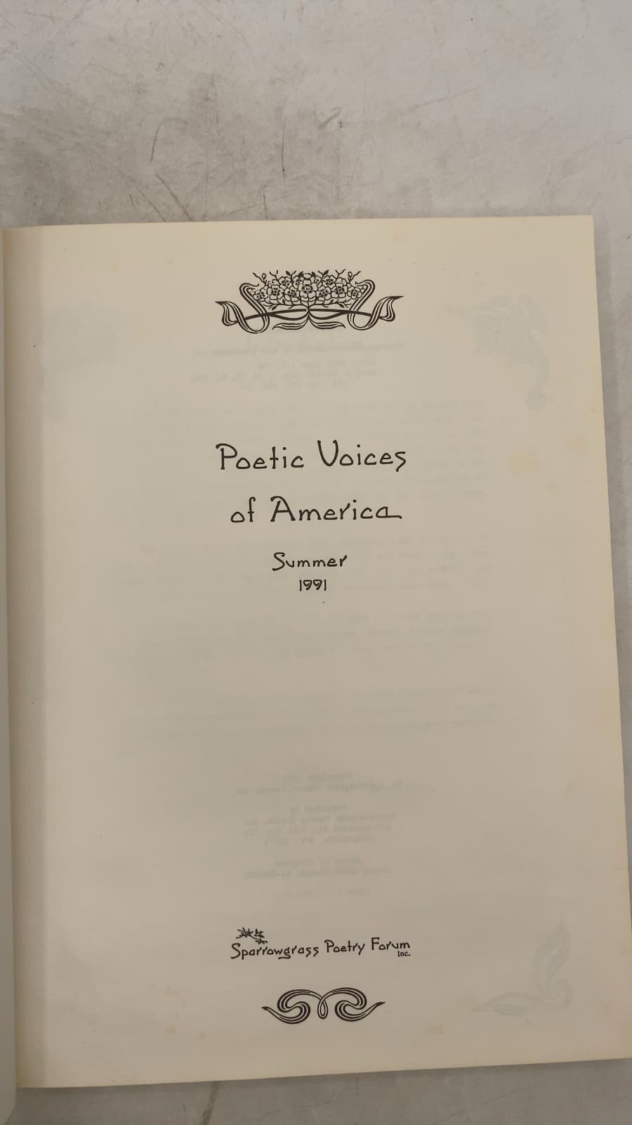 Poetic Voices of America Summer 1991 - title page