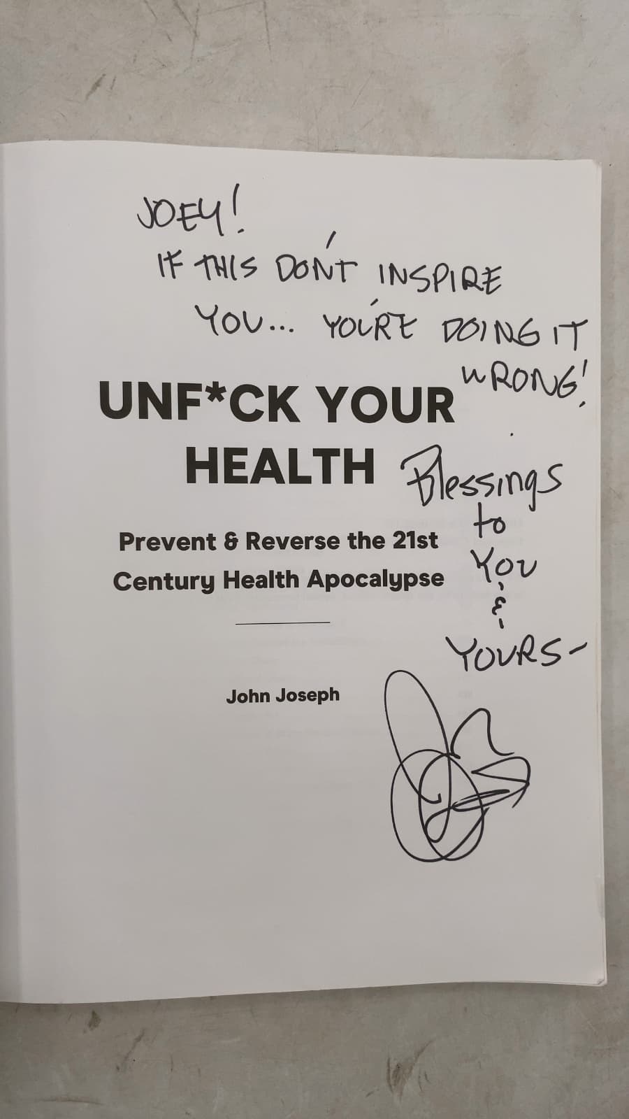 Unf*ck Your Health: Prevent & Reverse the 21st Century Health Apocalypse by John Joseph - title page