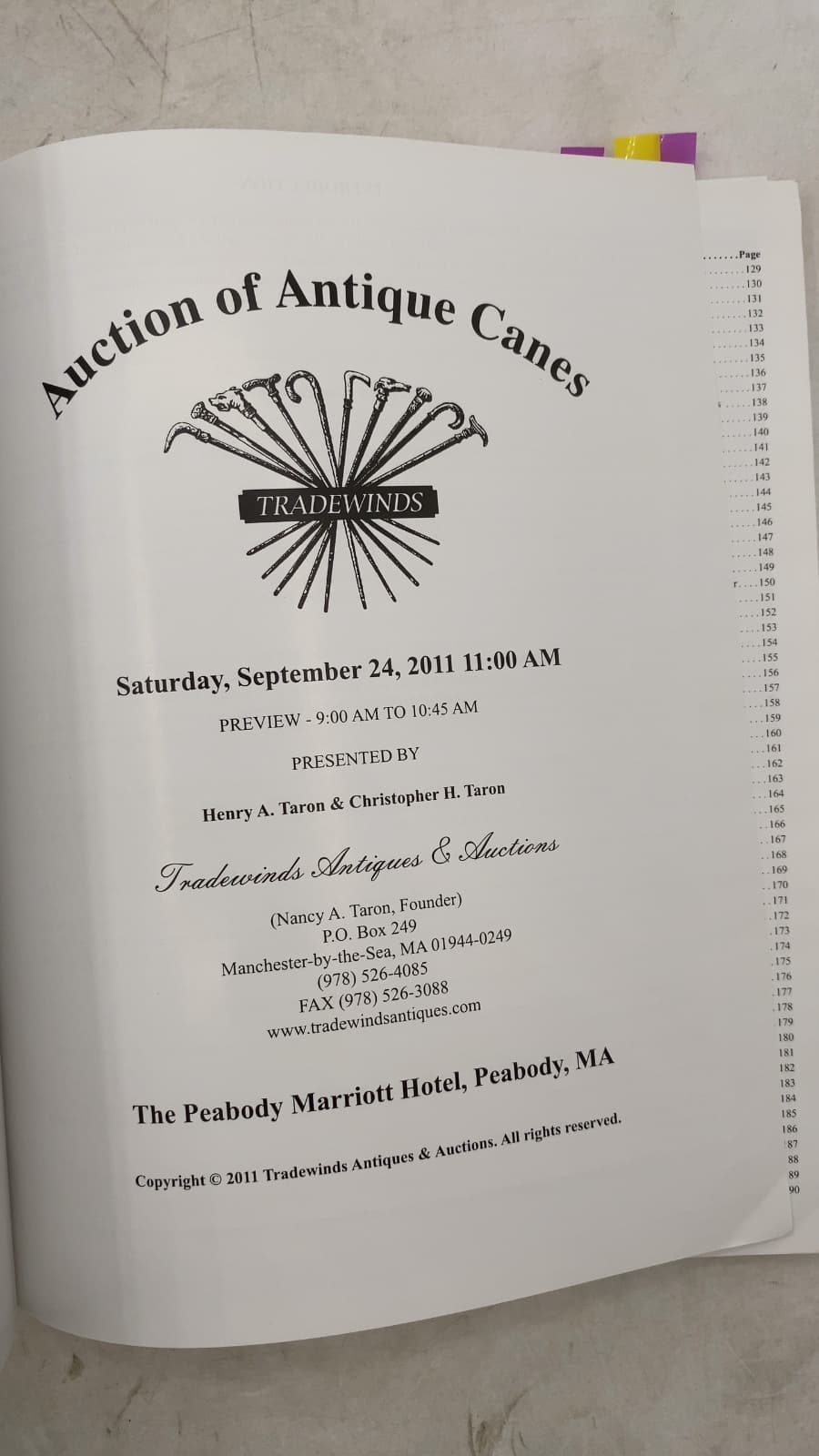 Antique Cane Auction by Henry A. Taron & Christopher H. Taron - title page