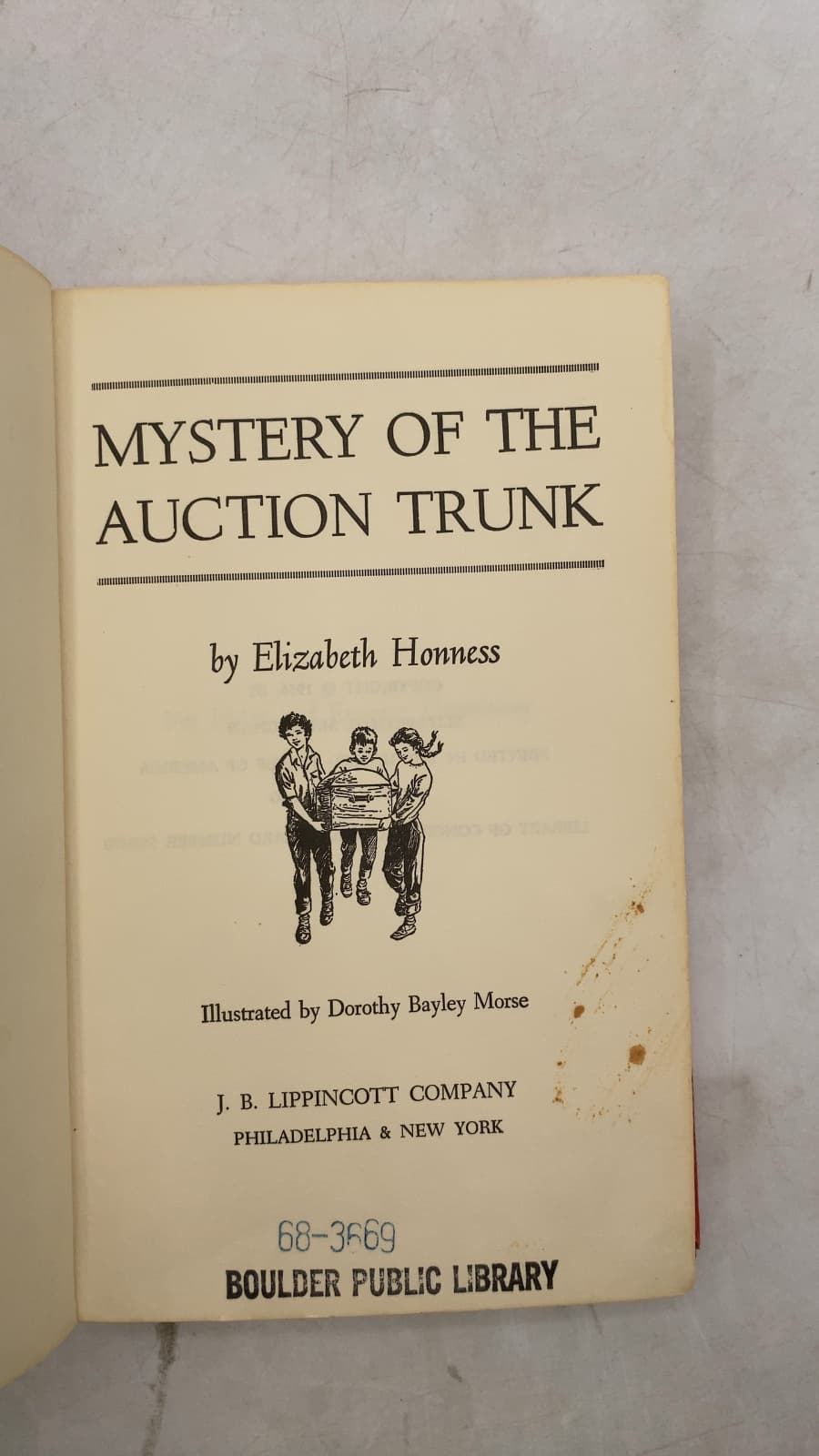 Mystery OF THE Auction Trunk by Elizabeth Honness - title page