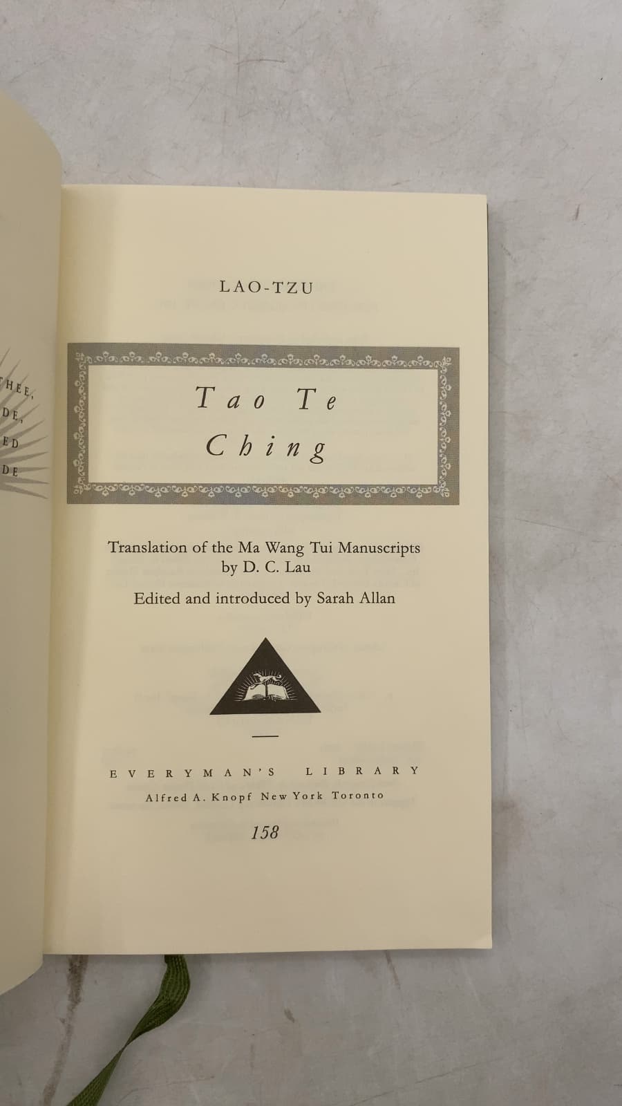 Tao Te Ching by Lao-Tzu - title page