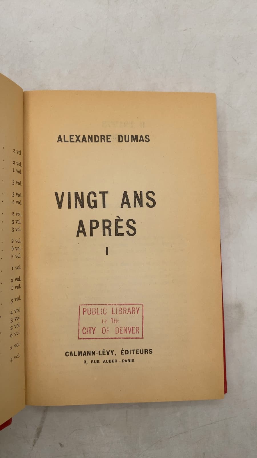 Vingt Ans Après I by Alexandre Dumas - title page