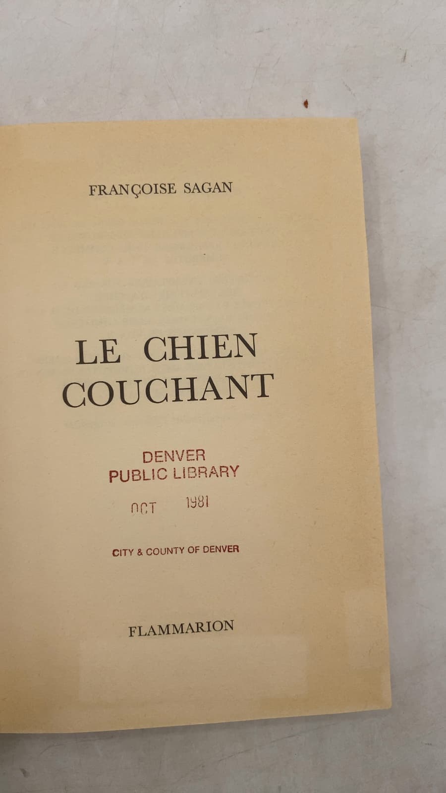 LE Chien Couchant by Françoise Sagan - title page