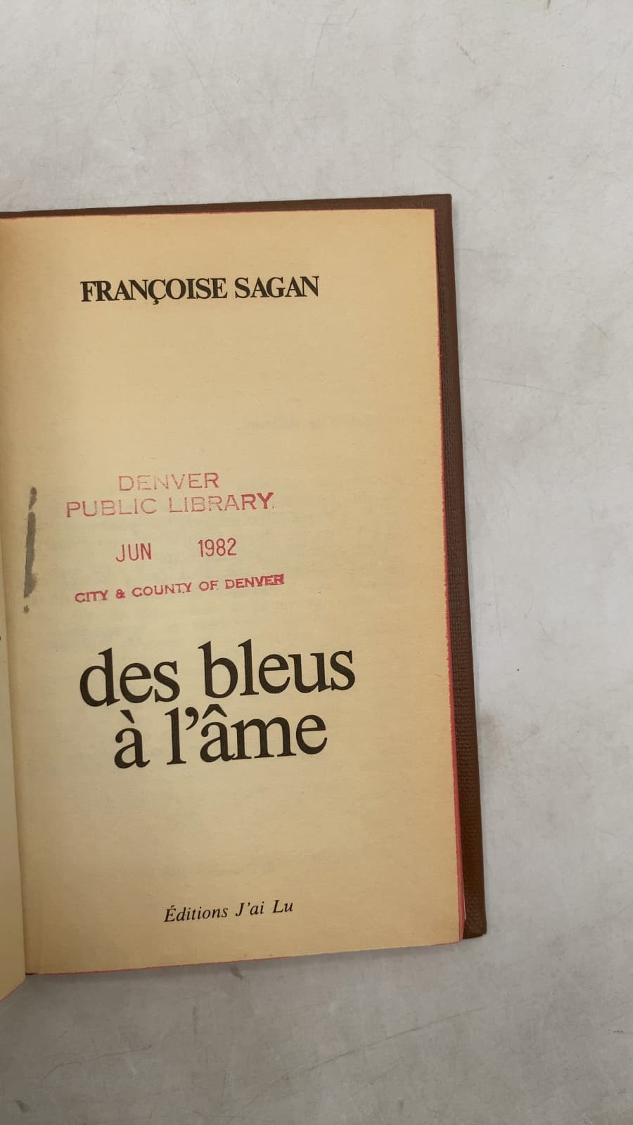 des bleus à l'âme by Françoise Sagan - title page