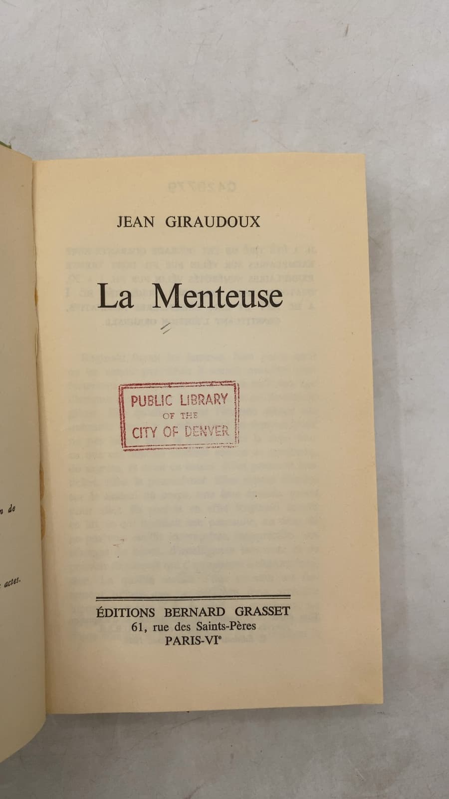 La Menteuse by Jean Giraudoux - title page