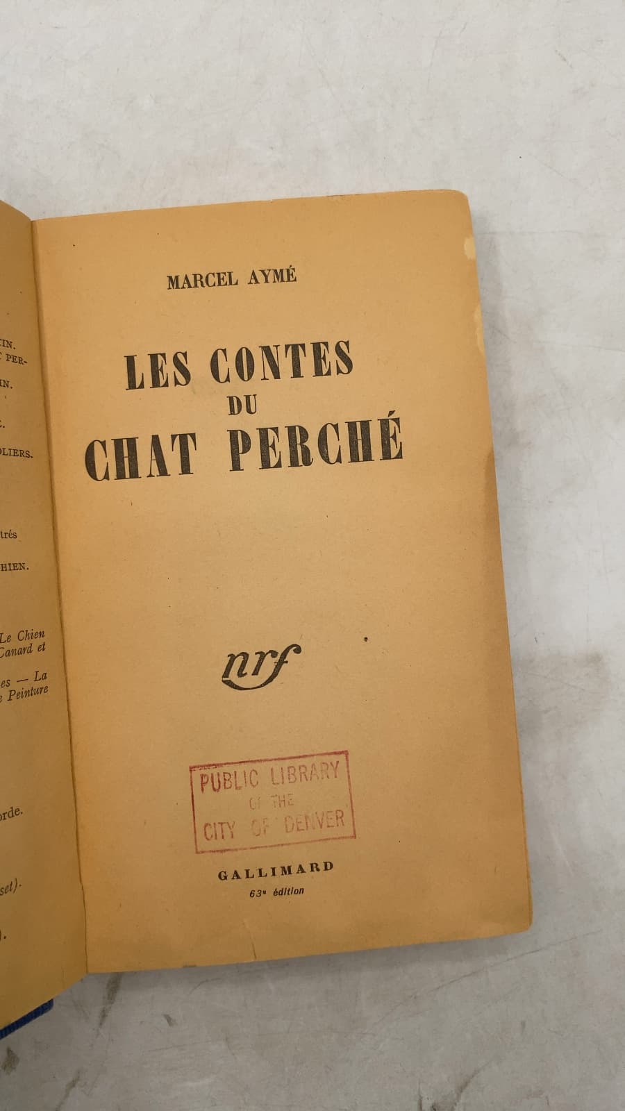 LES Contes DU Chat Perché by Marcel Aymé - title page