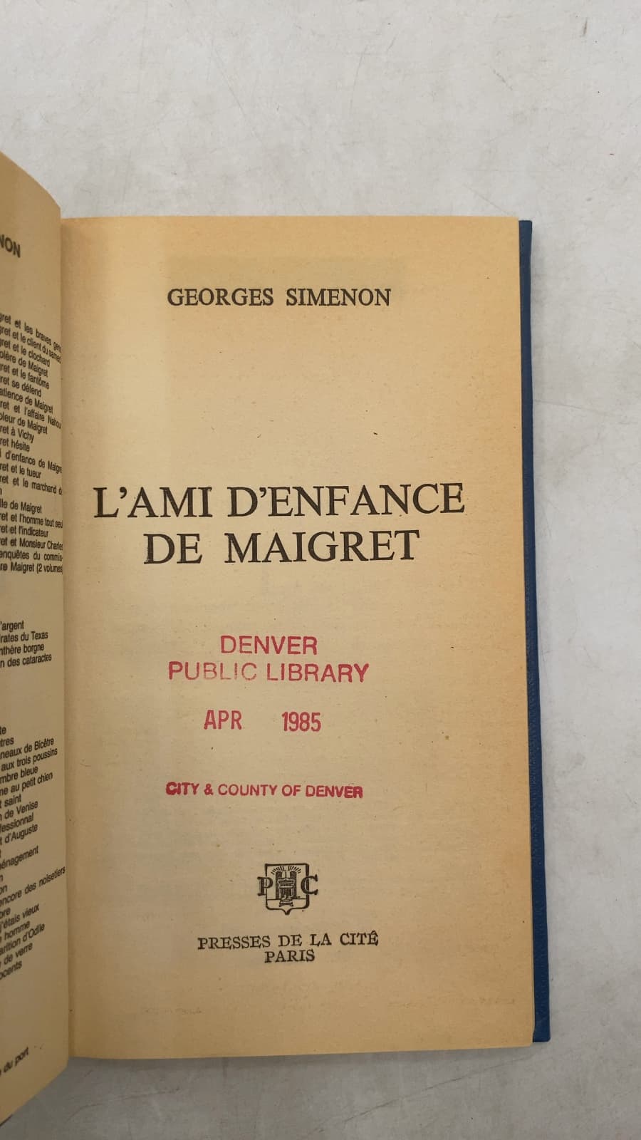L'ami d'enfance de Maigret by Georges Simenon - title page
