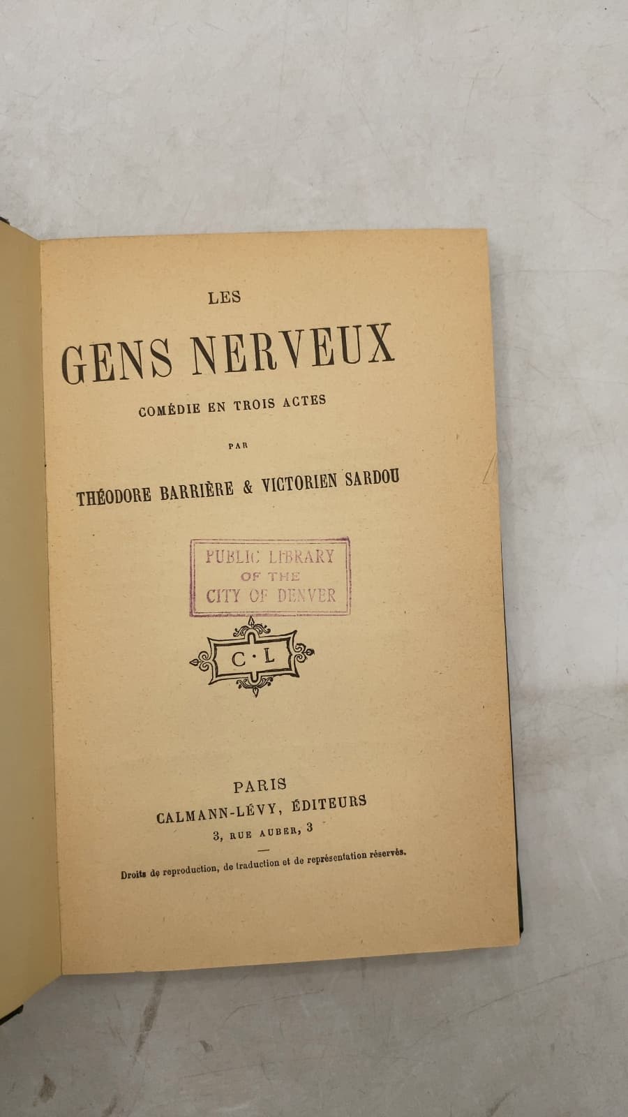 Les Gens Nerveux by Théodore Barrière & Victorien Sardou - title page