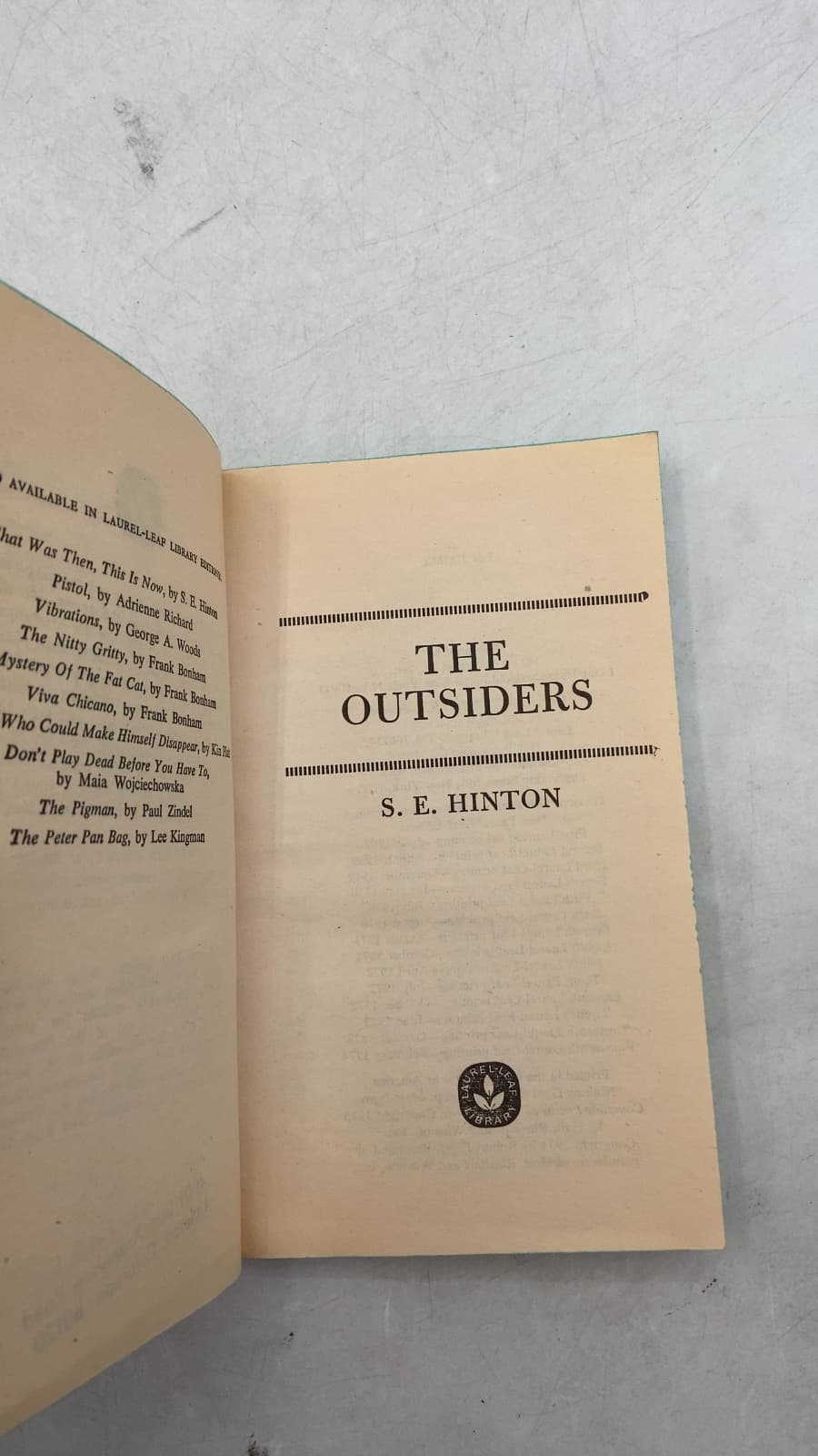 THE Outsiders by S. E. Hinton - title page
