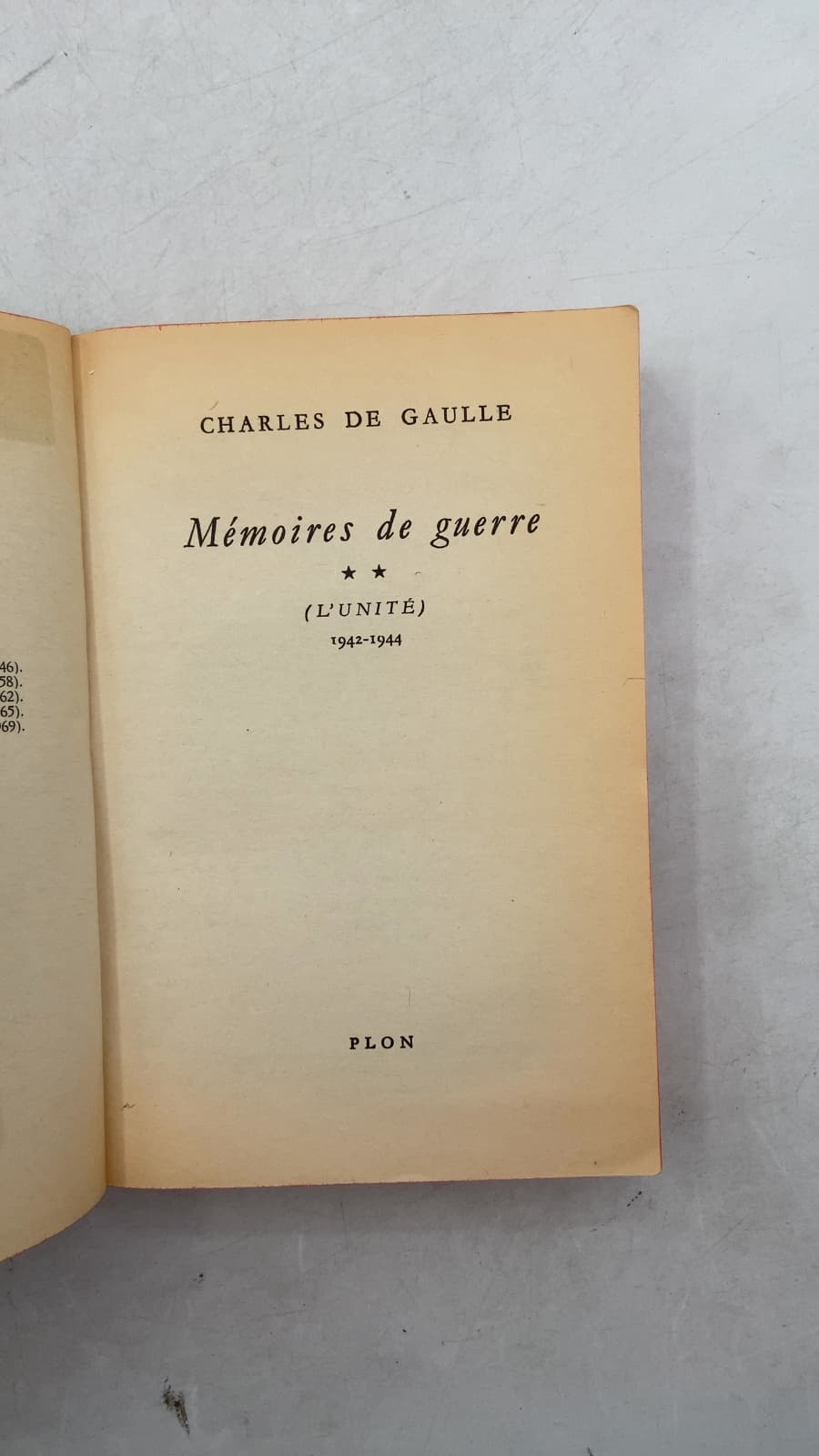 Mémoires de guerre: L'Unité (1942-1944) by Charles de Gaulle - title page