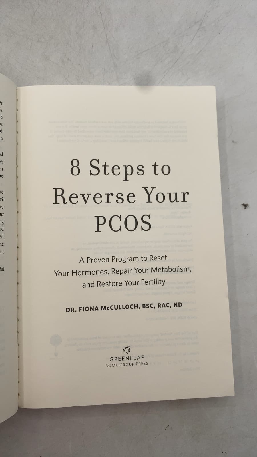 8 Steps to Reverse Your PCOS by Dr. Fiona McCulloch, BSC, RAC, ND - title page