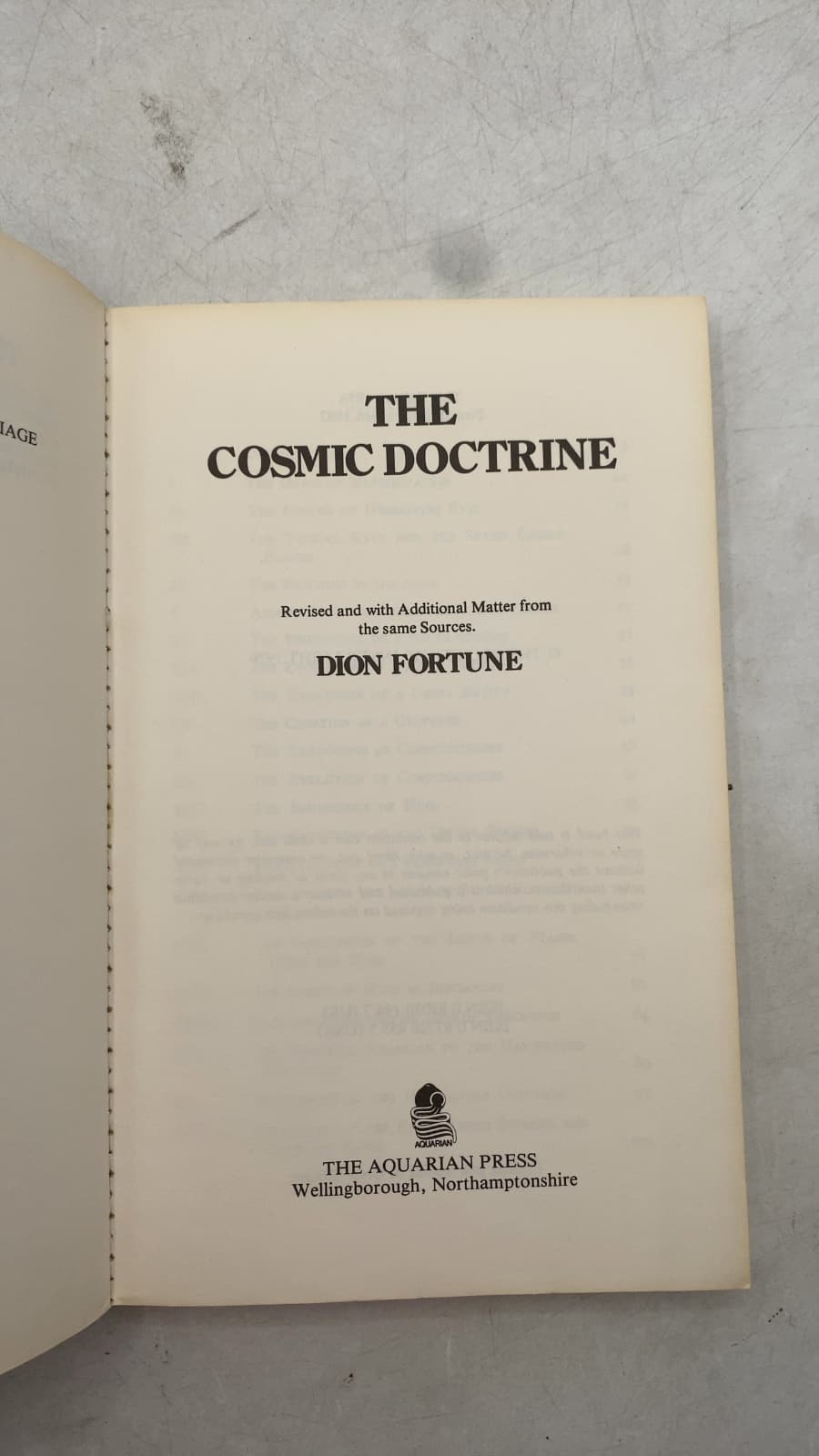 THE Cosmic Doctrine by Dion Fortune - title page