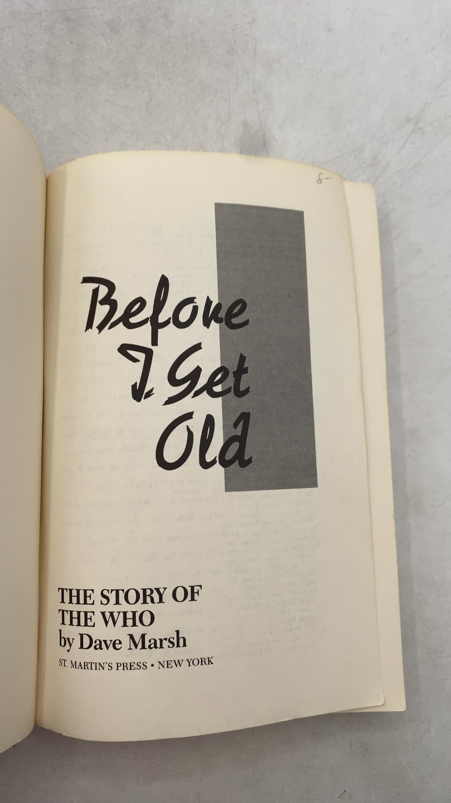 Before I Get Old: The Story of The Who by Dave Marsh - title page