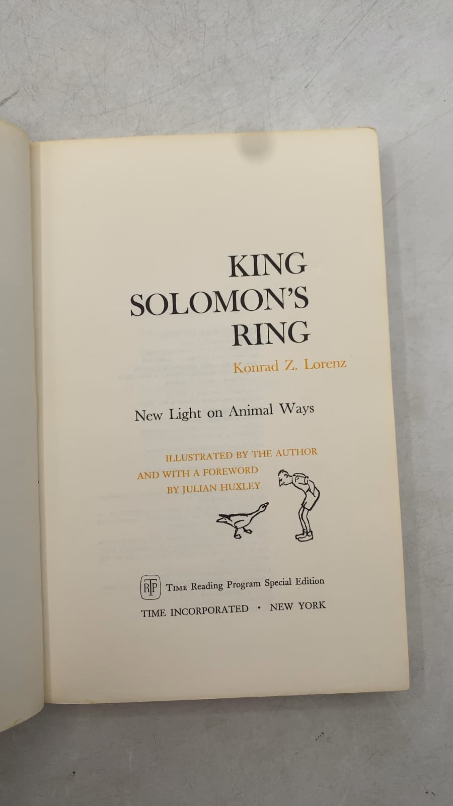 King Solomon's Ring: New Light on Animal Ways by Konrad Z. Lorenz - title page