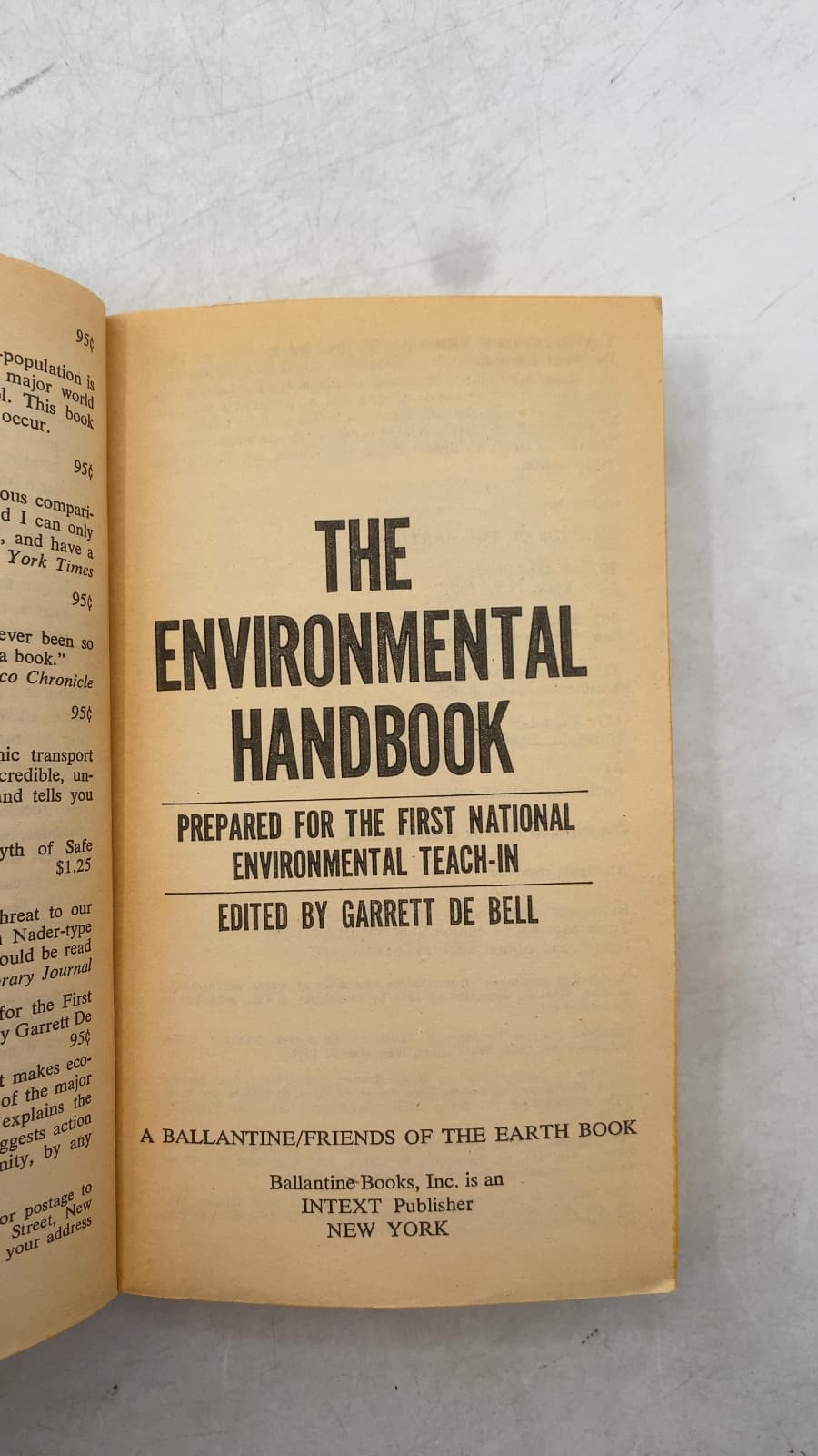 THE Environmental Handbook by Edited by Garrett De Bell - title page