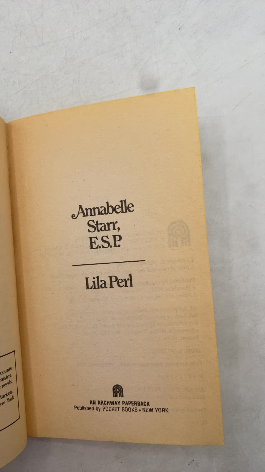 Annabelle Starr, E.S.P. by Lila Perl - title page
