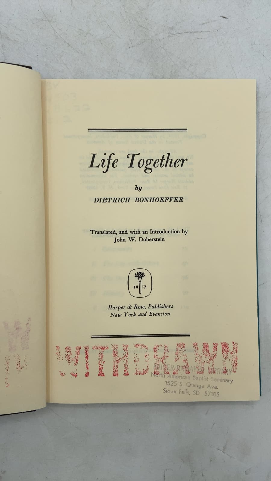 Life Together by Dietrich Bonhoeffer - title page