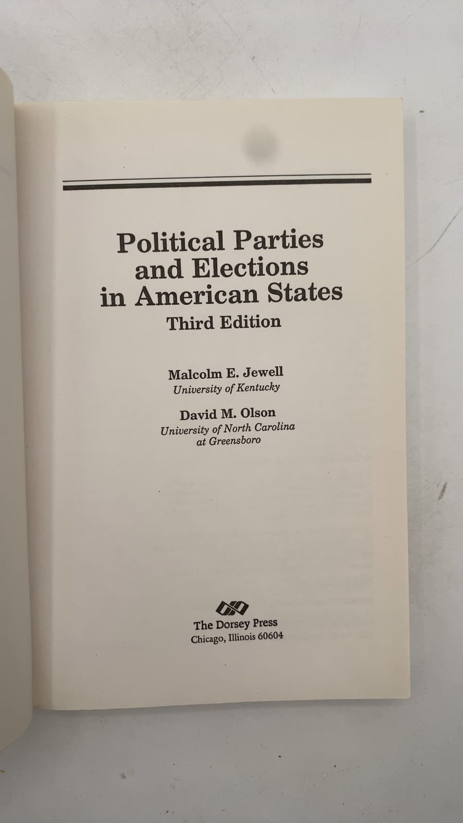 Political Parties and Elections in American States, Third Edition by Malcolm E. Jewell, David M. Olson - title page