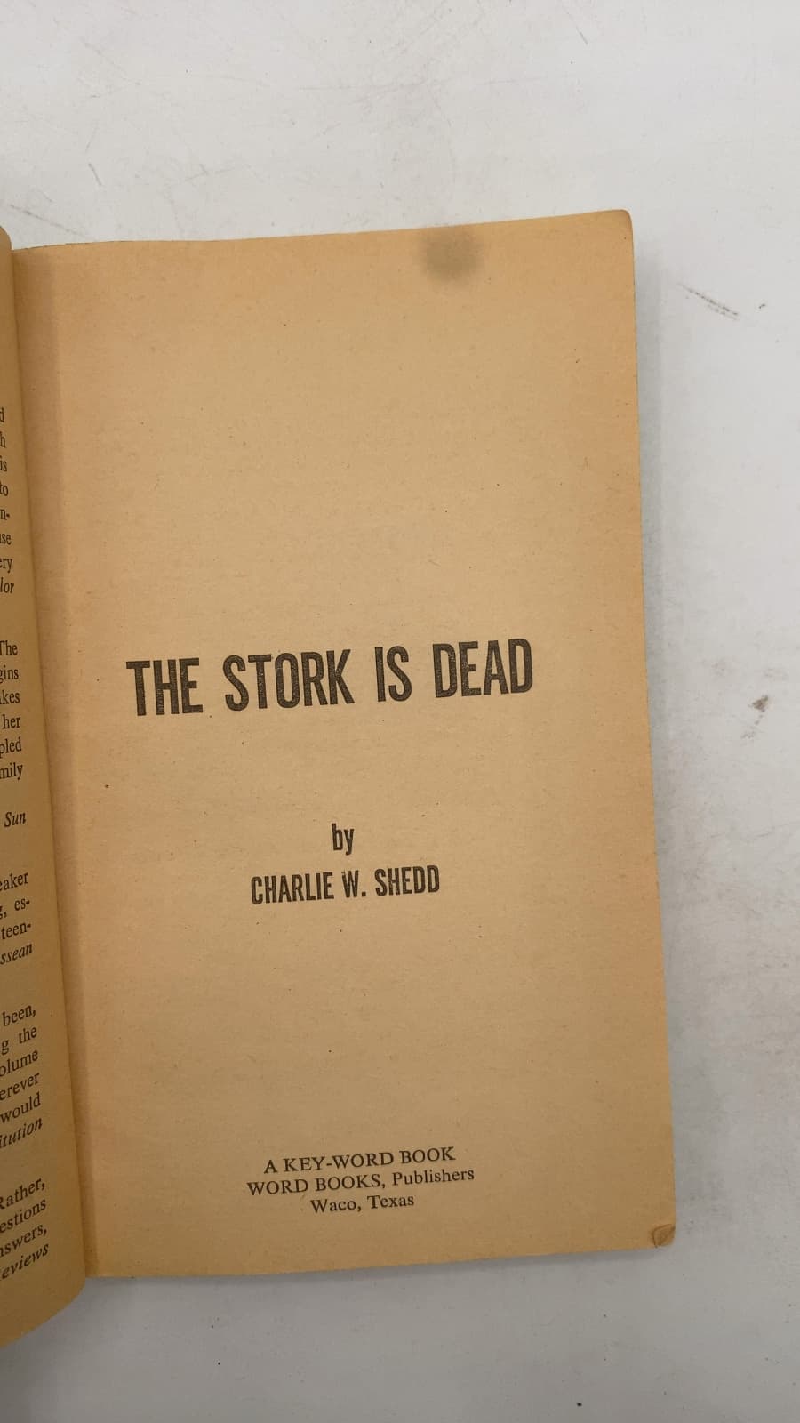 THE Stork IS Dead by Charlie W. Shedd - title page