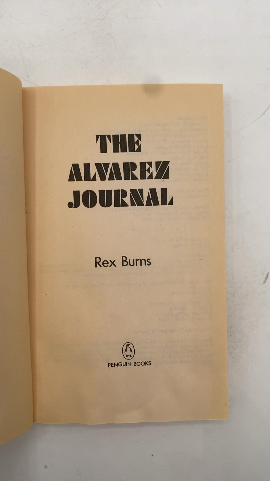 The Alvarez Journal by Rex Burns - title page