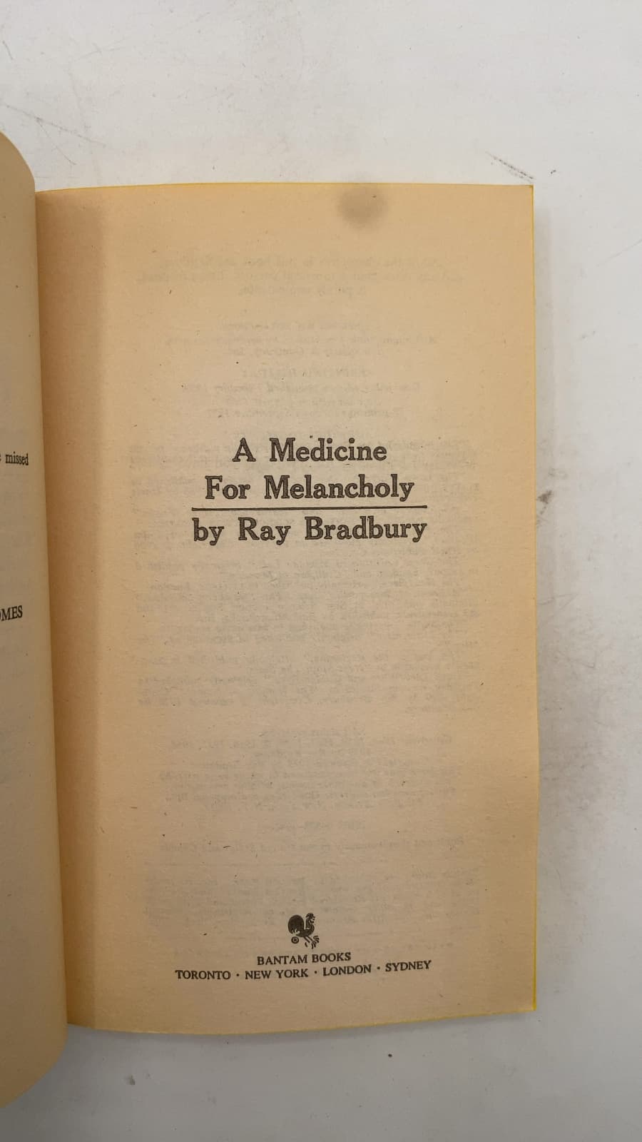A Medicine for Melancholy by Ray Bradbury - title page