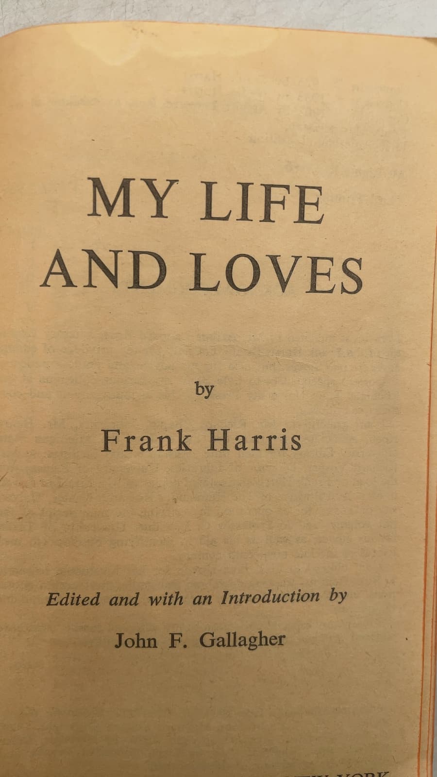 My Life and Loves by Frank Harris - title page