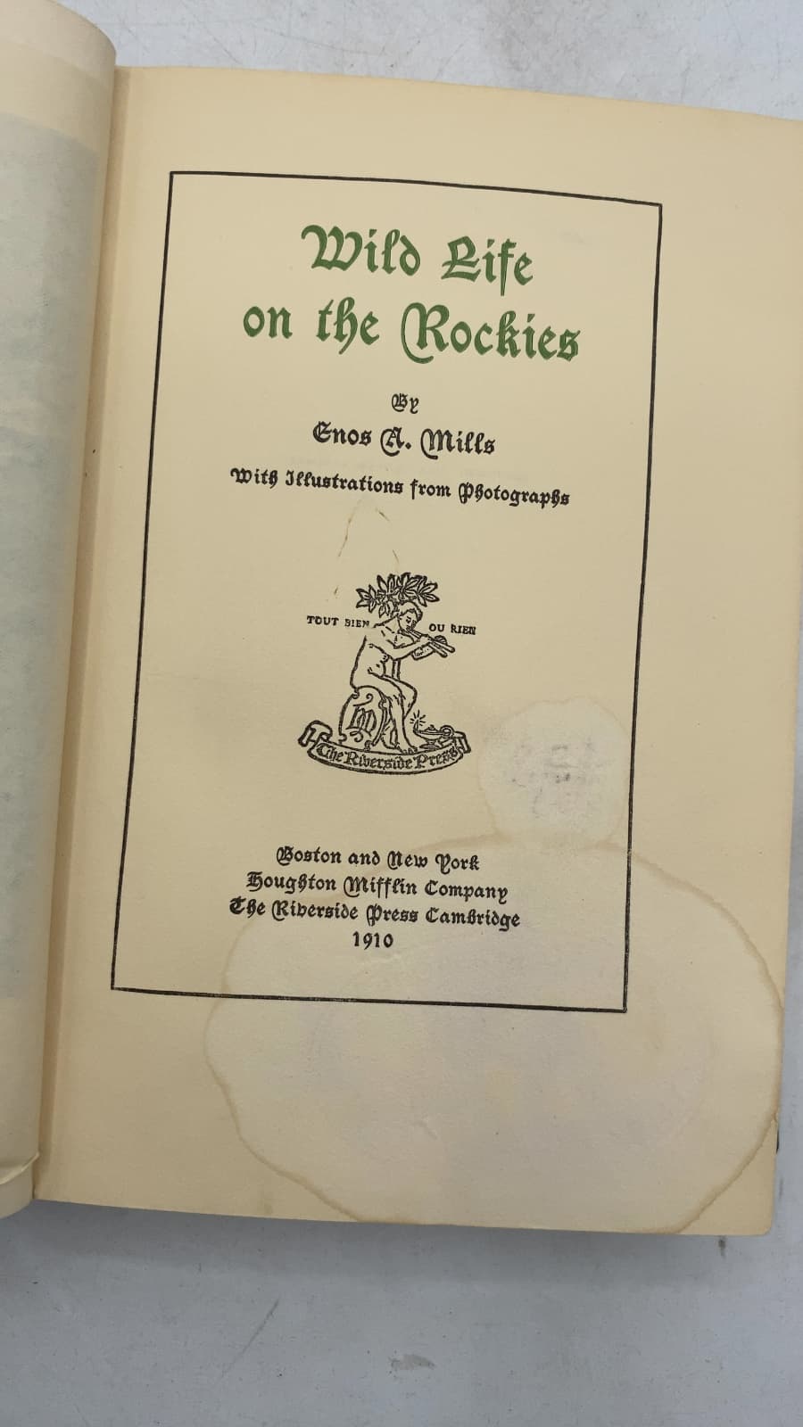 Wild Life on the Rockies by Enos A. Mills - title page