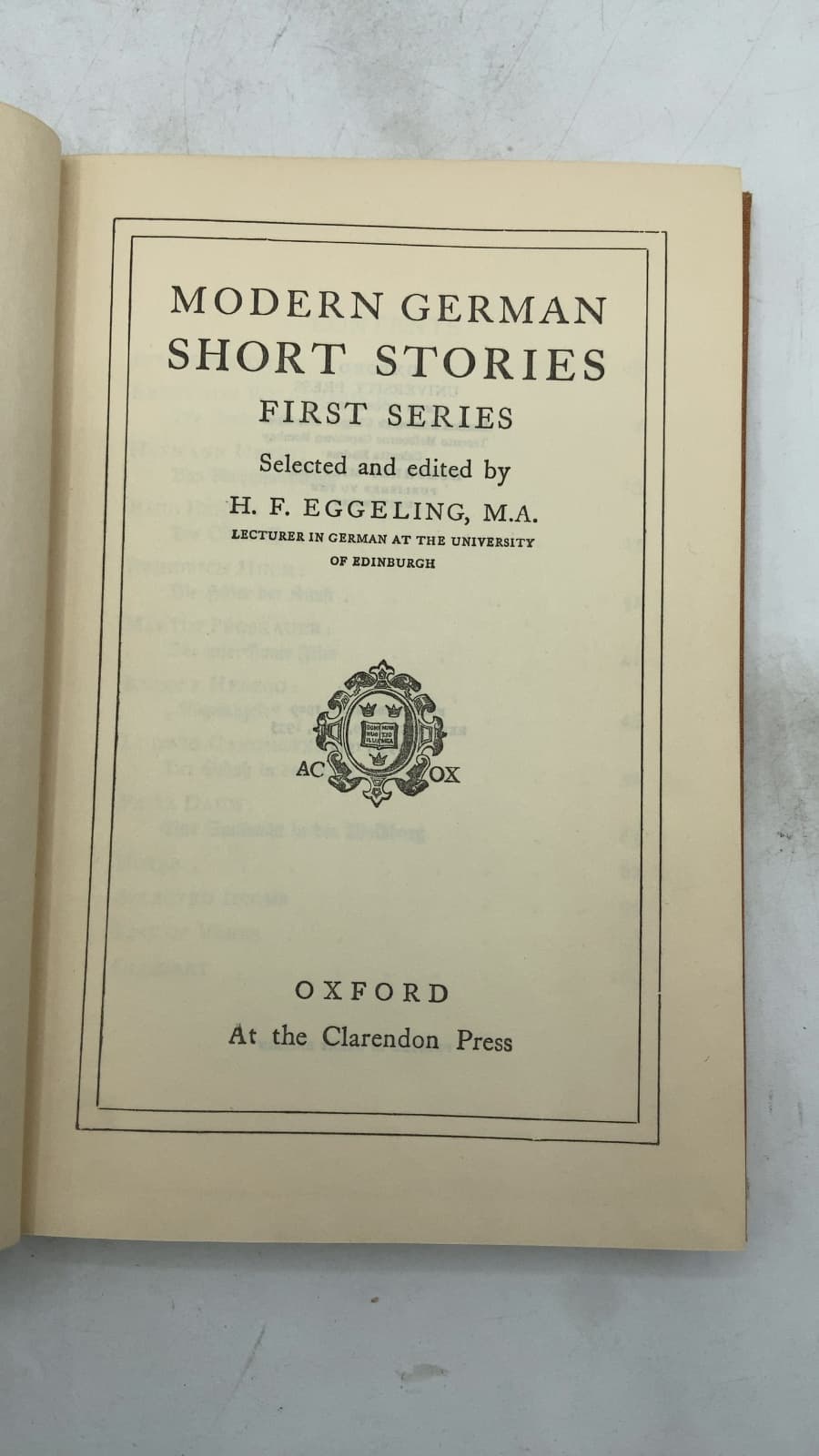 Modern German Short Stories First Series by H. F. Eggeling, M.A. - title page