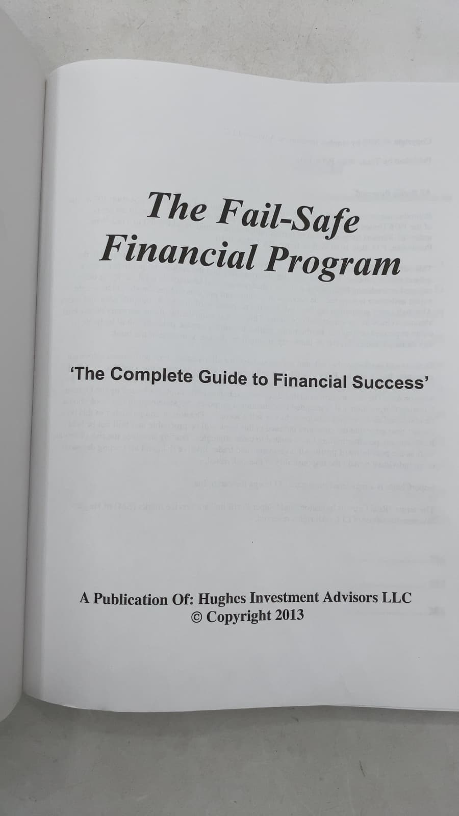 The Fail-Safe Financial Program: The Complete Guide to Financial Success by Chuck Hughes - title page