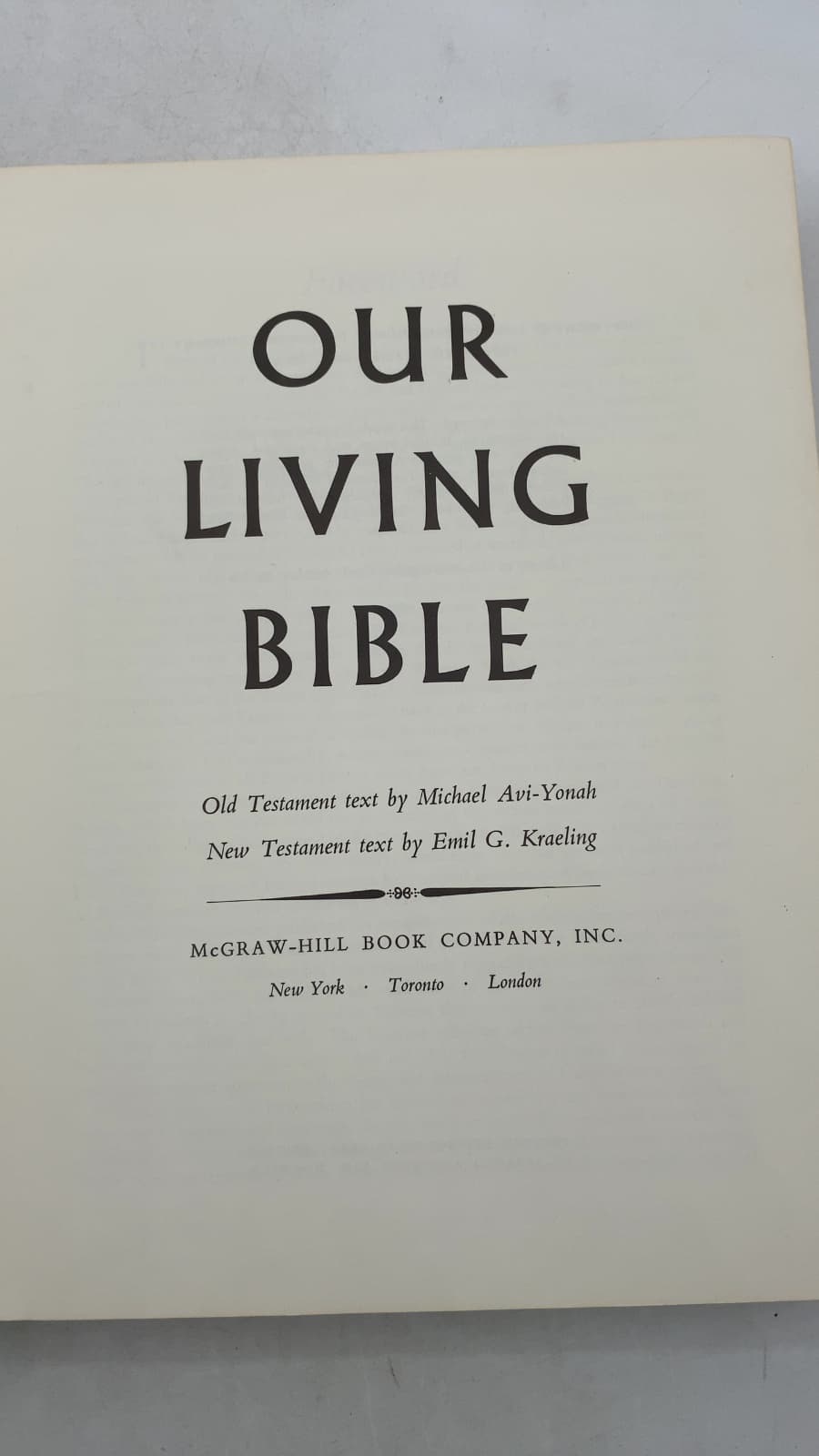 OUR Living Bible by Michael Avi-Yonah and Emil G. Kraeling - title page