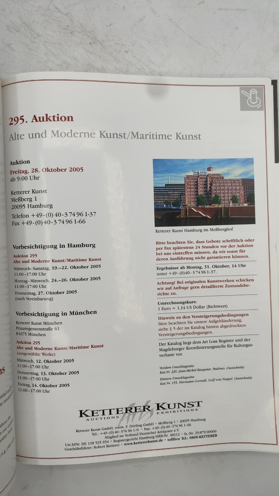 295. Auktion Alte und Moderne Kunst/Maritime Kunst by Ketterer Kunst - title page