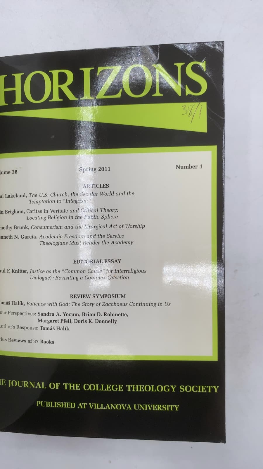 Horizons: The Journal of the College Theology Society, Vols. 38-39 by Anthony J. Godzieba (Editor) - title page