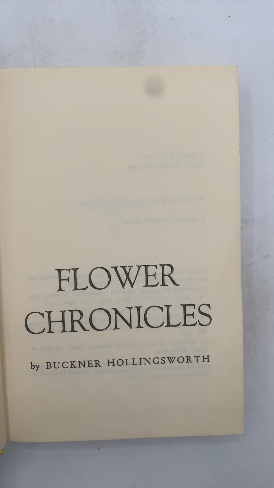 Flower Chronicles by Buckner Hollingsworth - title page