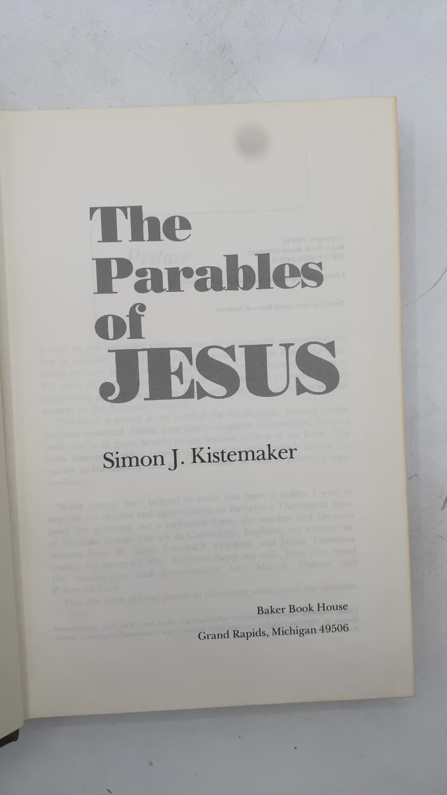 The Parables of Jesus by Simon J. Kistemaker - title page
