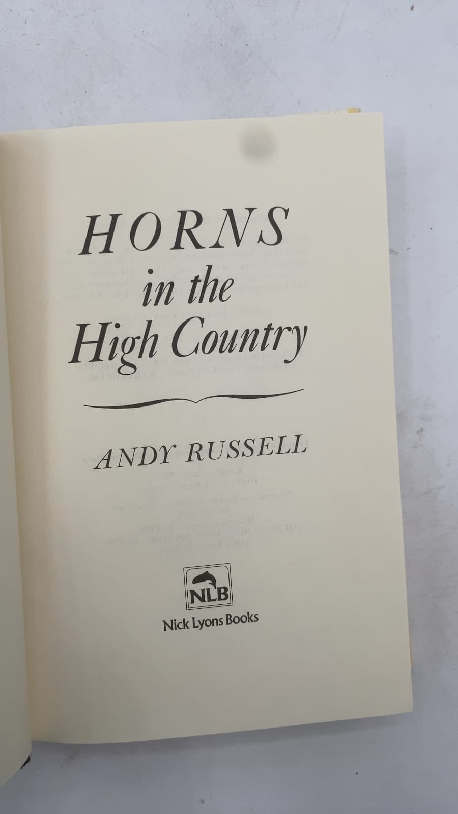 Horns in the High Country by Andy Russell - title page