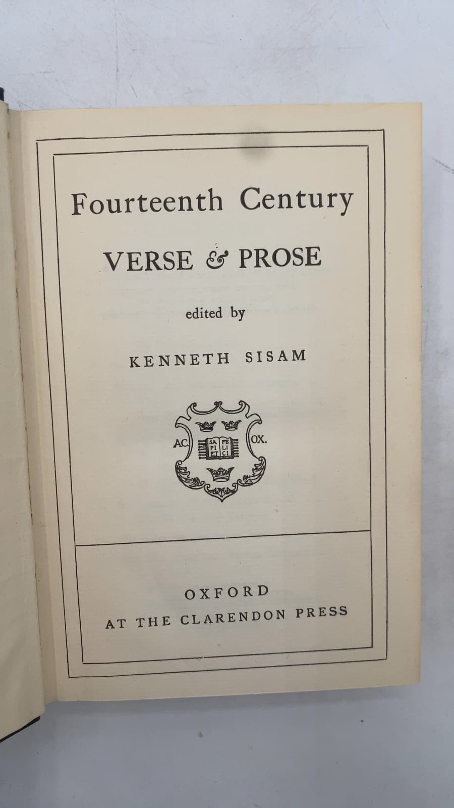 Fourteenth Century Verse & Prose by Kenneth Sisam - title page