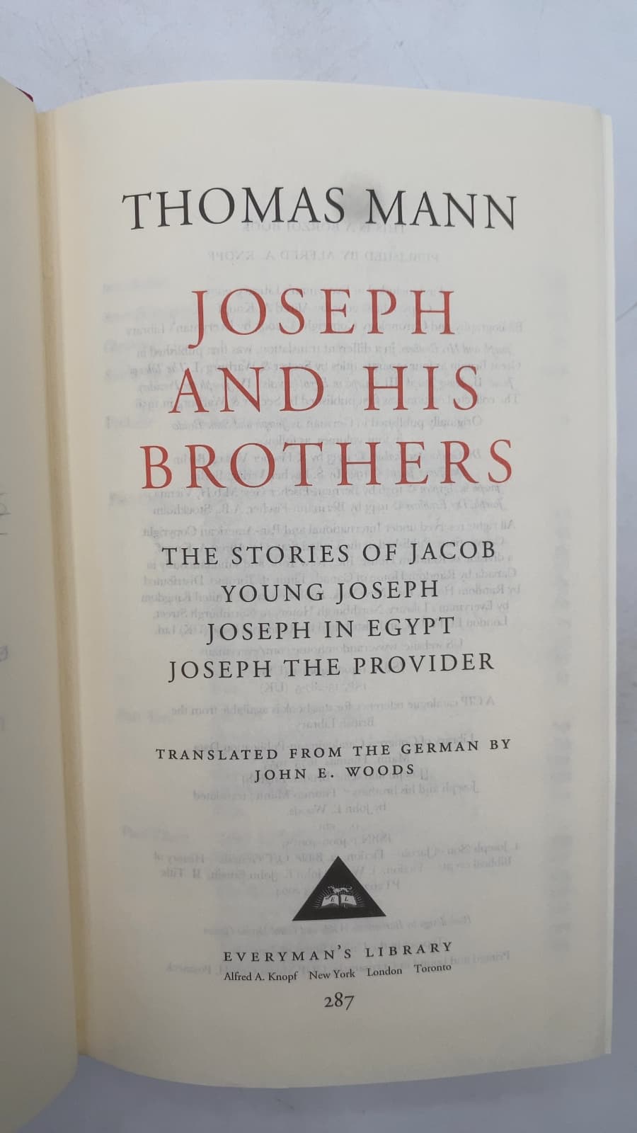 Joseph and His Brothers by Thomas Mann - title page