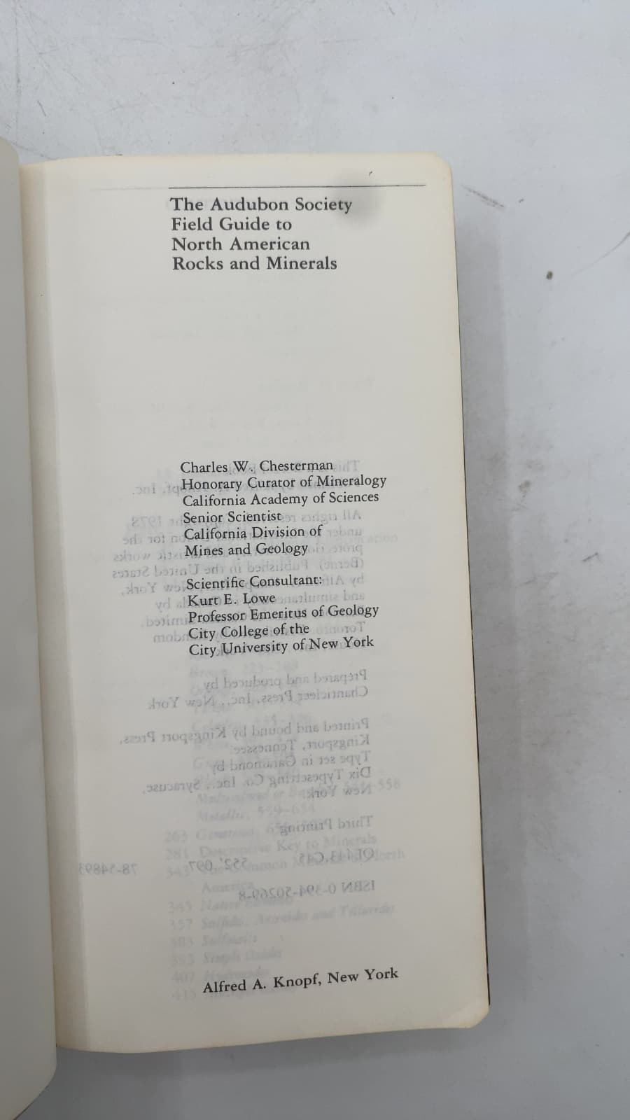 The Audubon Society Field Guide to North American Rocks and Minerals by Charles W. Chesterman - title page