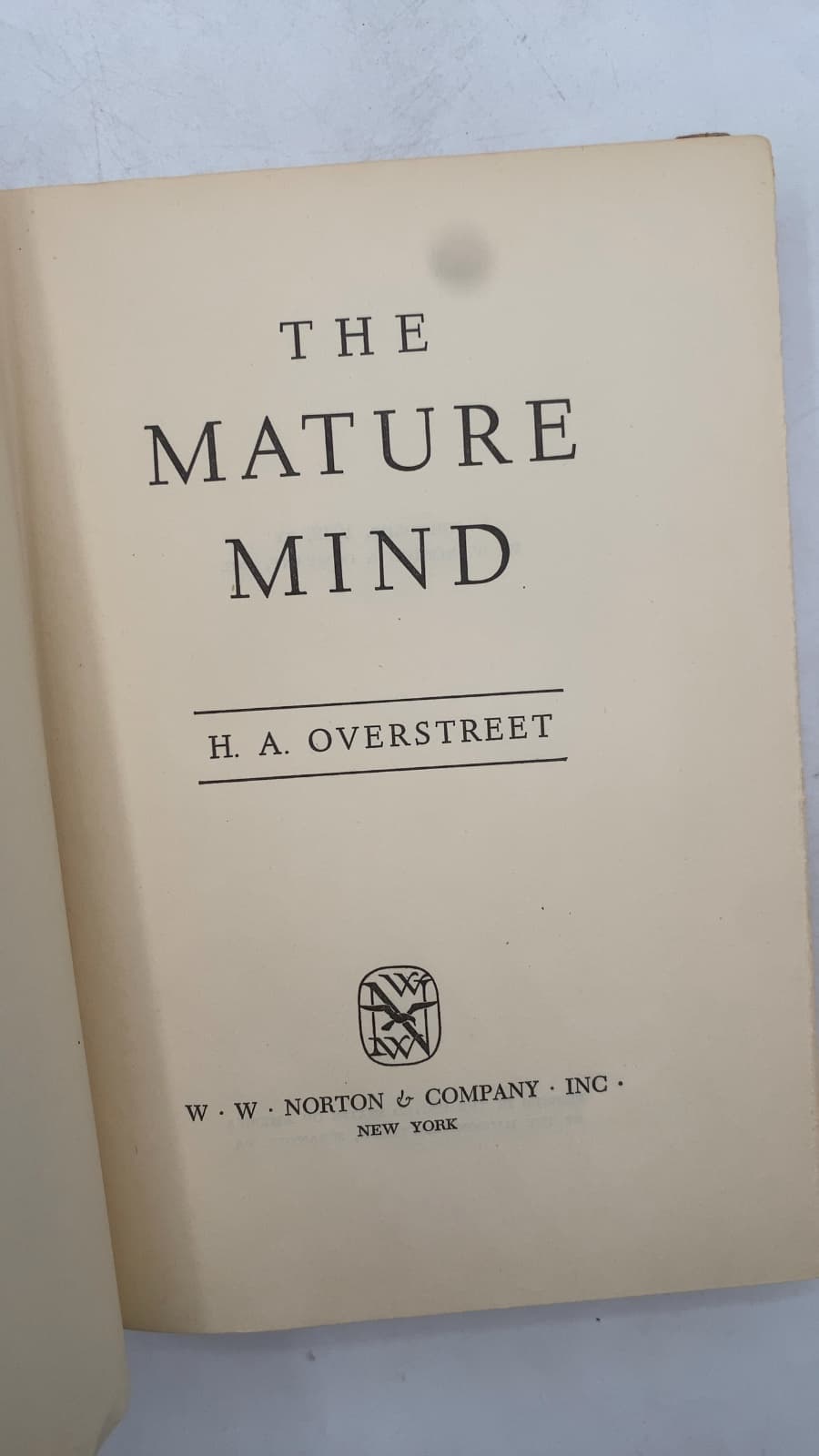 The Mature Mind by H. A. Overstreet - title page