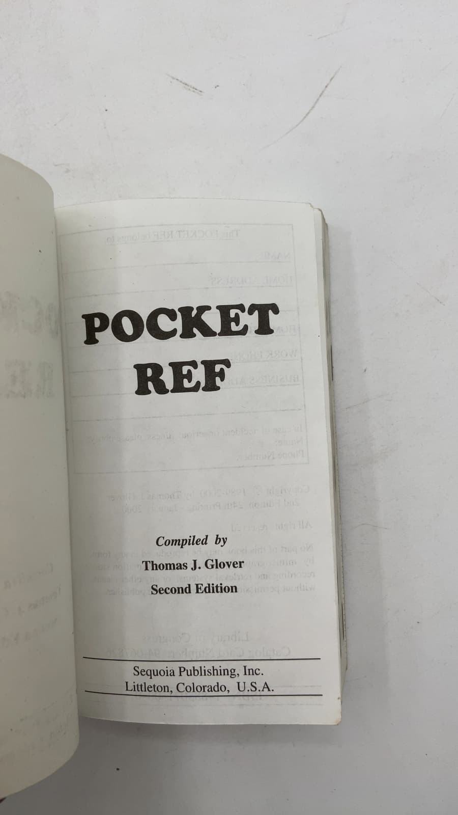 Pocket REF by Thomas J. Glover - title page
